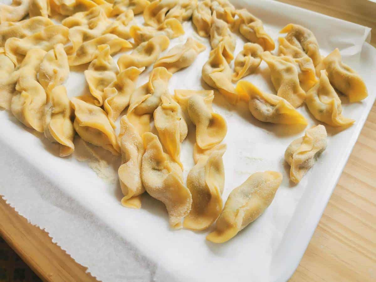 Homemade fresh casoncelli.