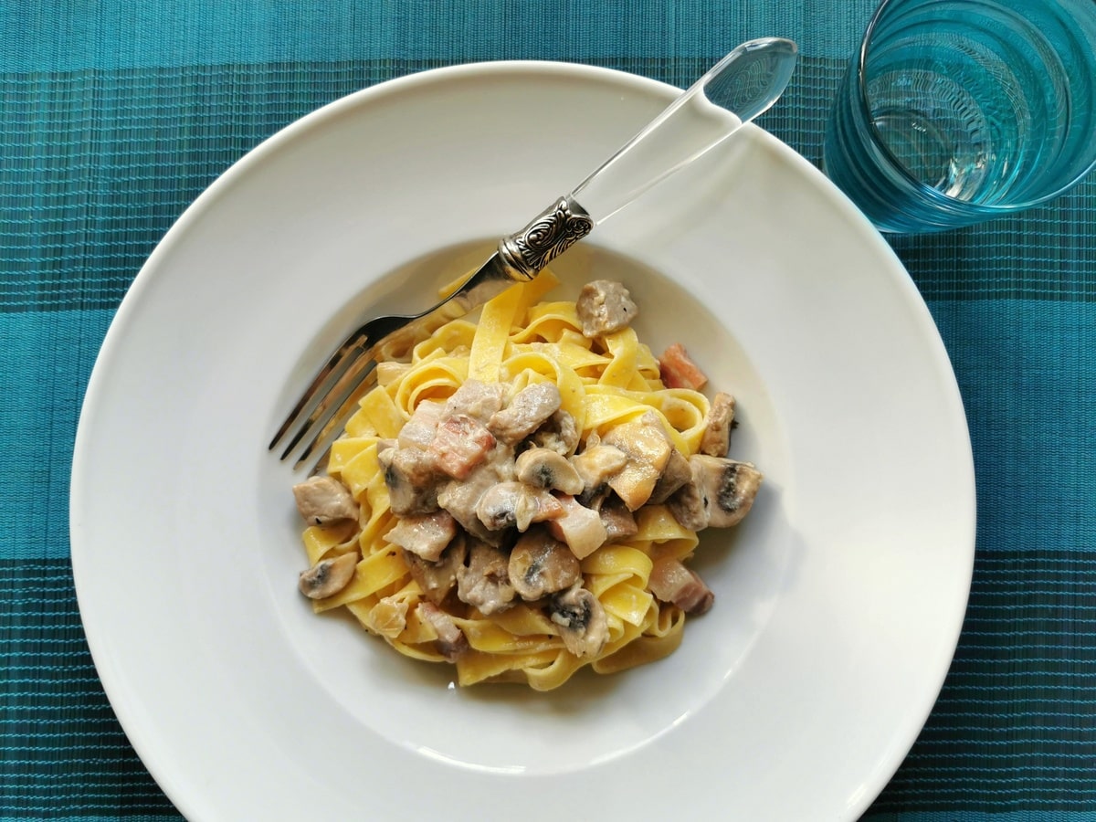 Creamy pork tenderloin pasta.