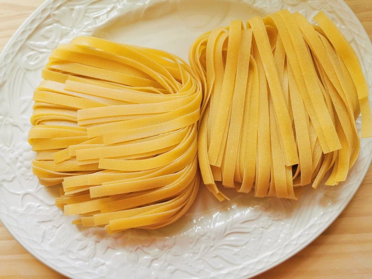fresh tagliatelle noodles on a plate