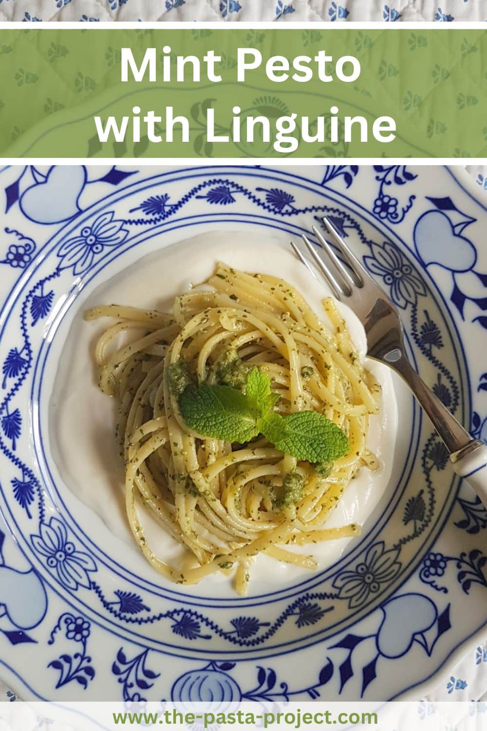 Mint pesto with pasta.