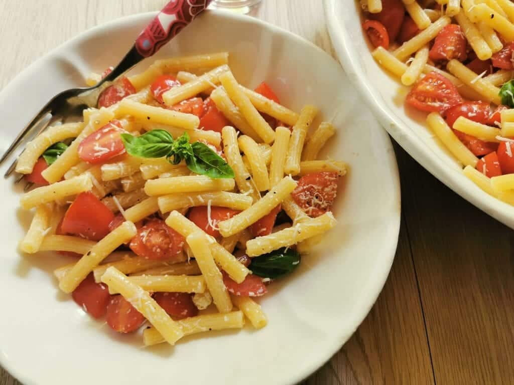 Pasta salad crudaiola Barese an Italian summer pasta recipe from Puglia.