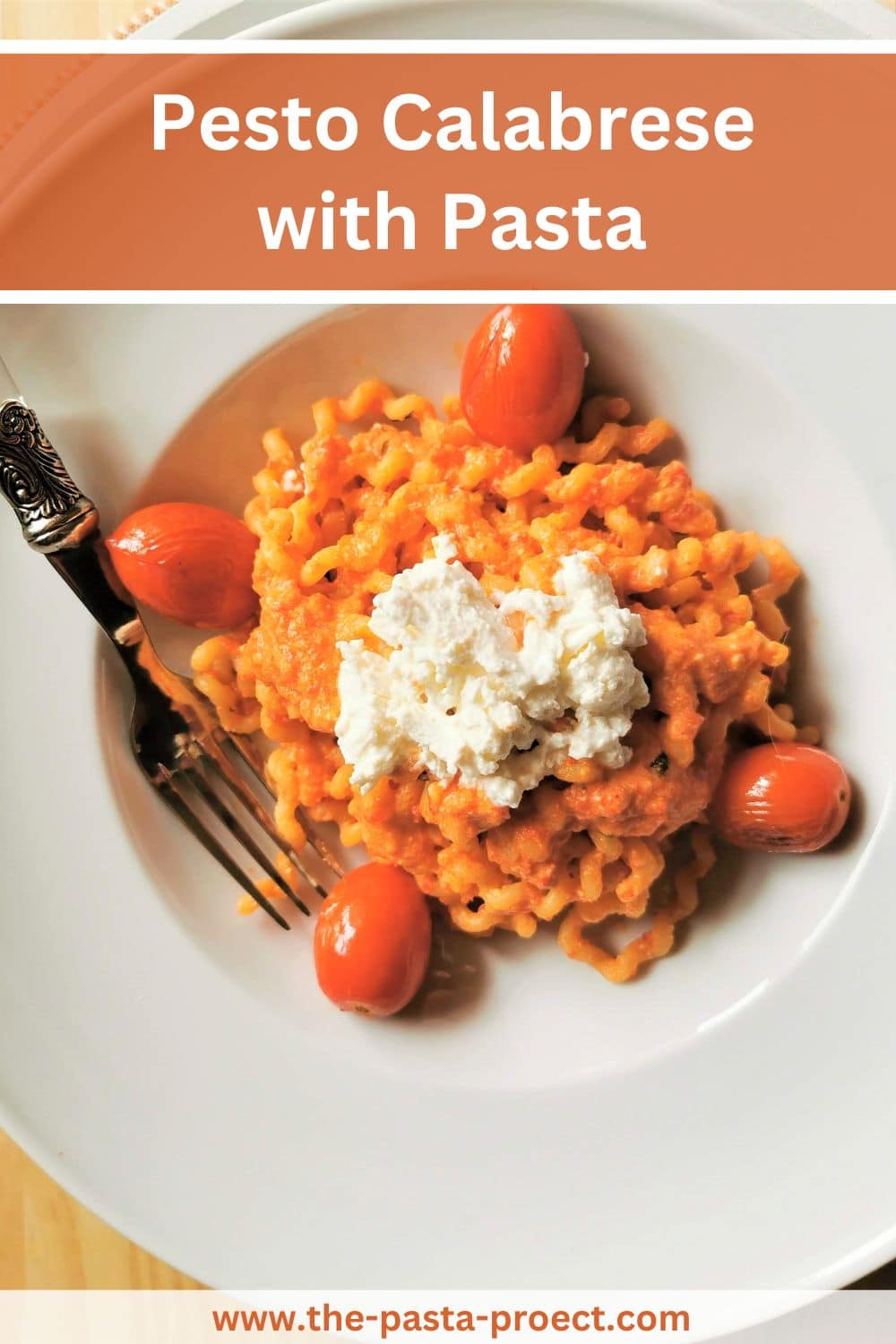 Pesto Calabrese (red pepper pesto) with pasta.