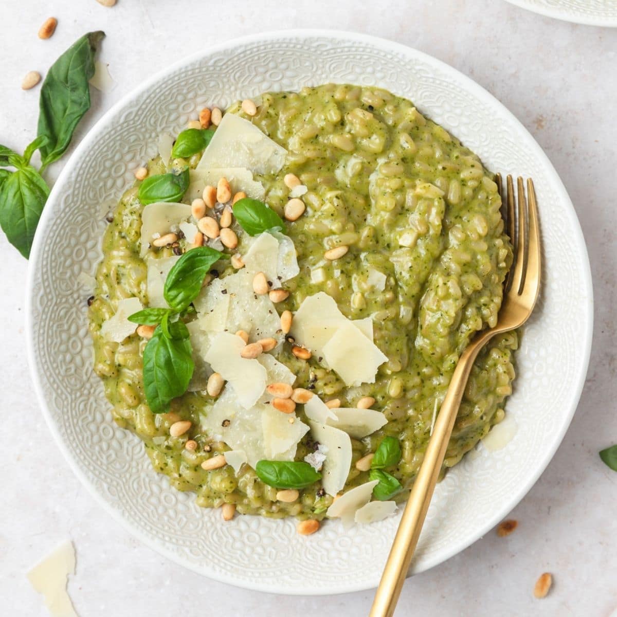 Pesto Risotto with Toasted Pine Nuts Recipe ~ Barley & Sage