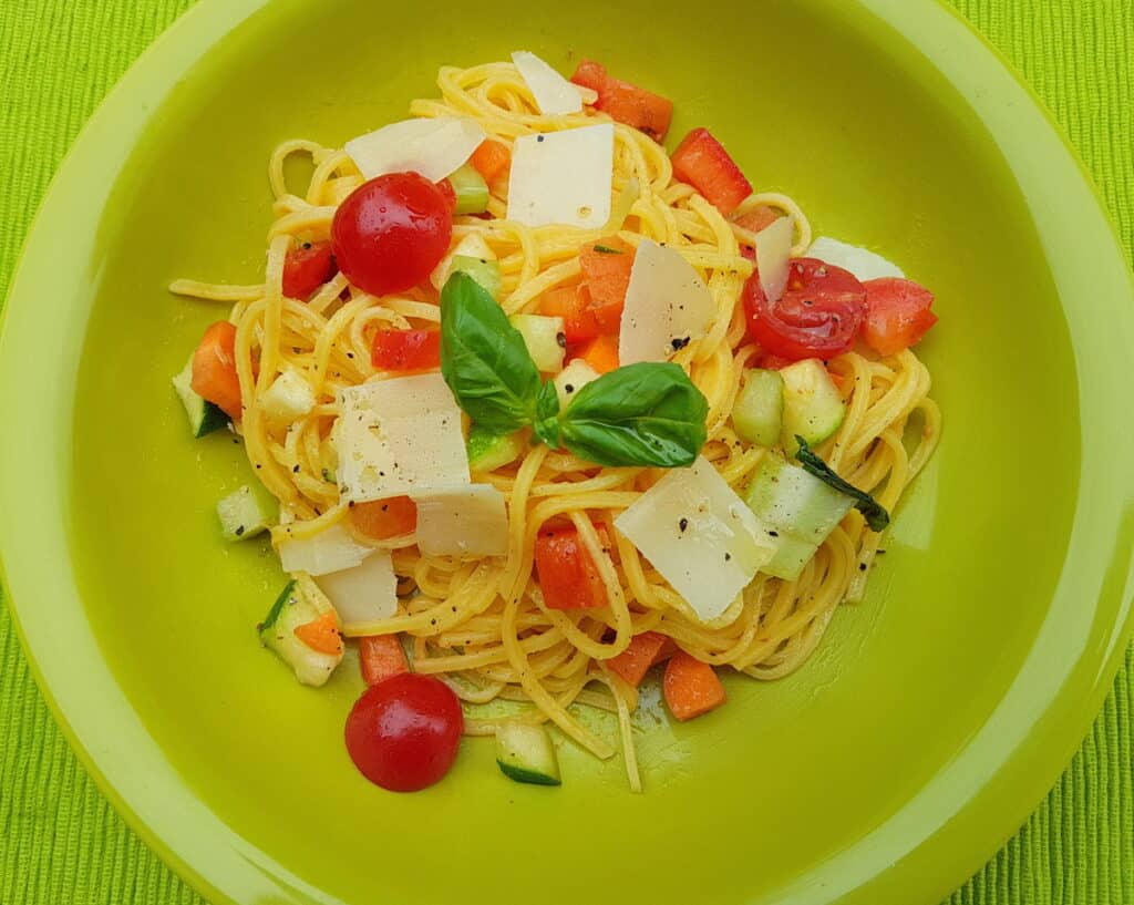 Vegetarian summer tagliolini from Bologna.