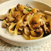 Tagliatelle with porcini mushrooms.