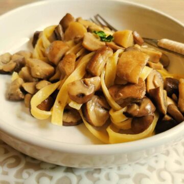 Tagliatelle with porcini mushrooms.