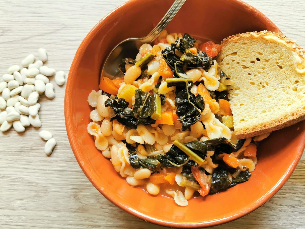 Tuscan kale white bean and pasta soup.